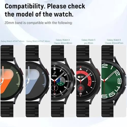 SPGUARD Metal Band Compatible with Samsung Galaxy Watch 7 6 5 4 Classic 40mm/44mm/45mm/42mm/46mm/43mm/47mm Black | Business Stainless Steel Casual Strap thumbnail 2
