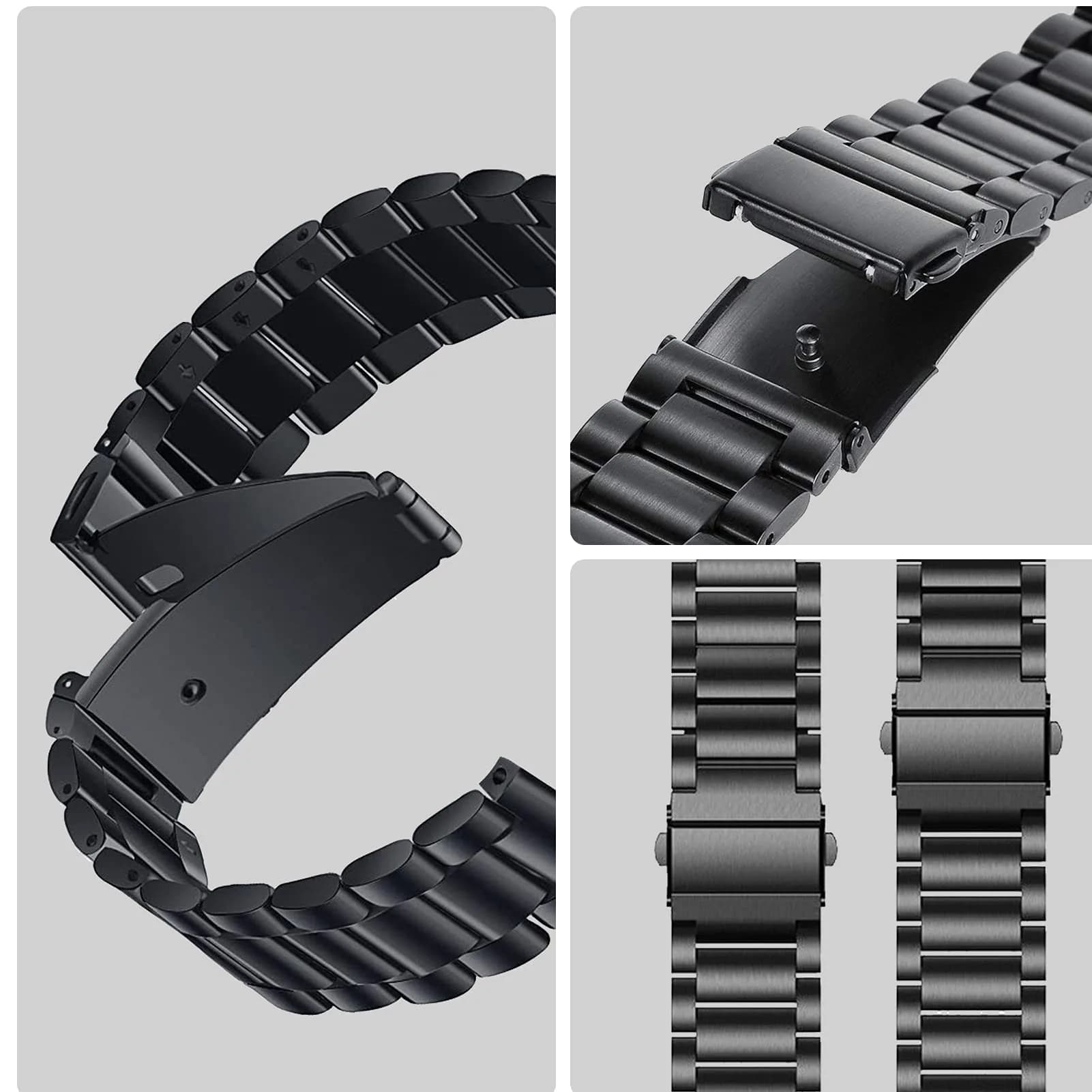 SPGUARD Metal Band Compatible with Samsung Galaxy Watch 7 6 5 4 Classic 40mm/44mm/45mm/42mm/46mm/43mm/47mm Black | Business Stainless Steel Casual Strap - view 3