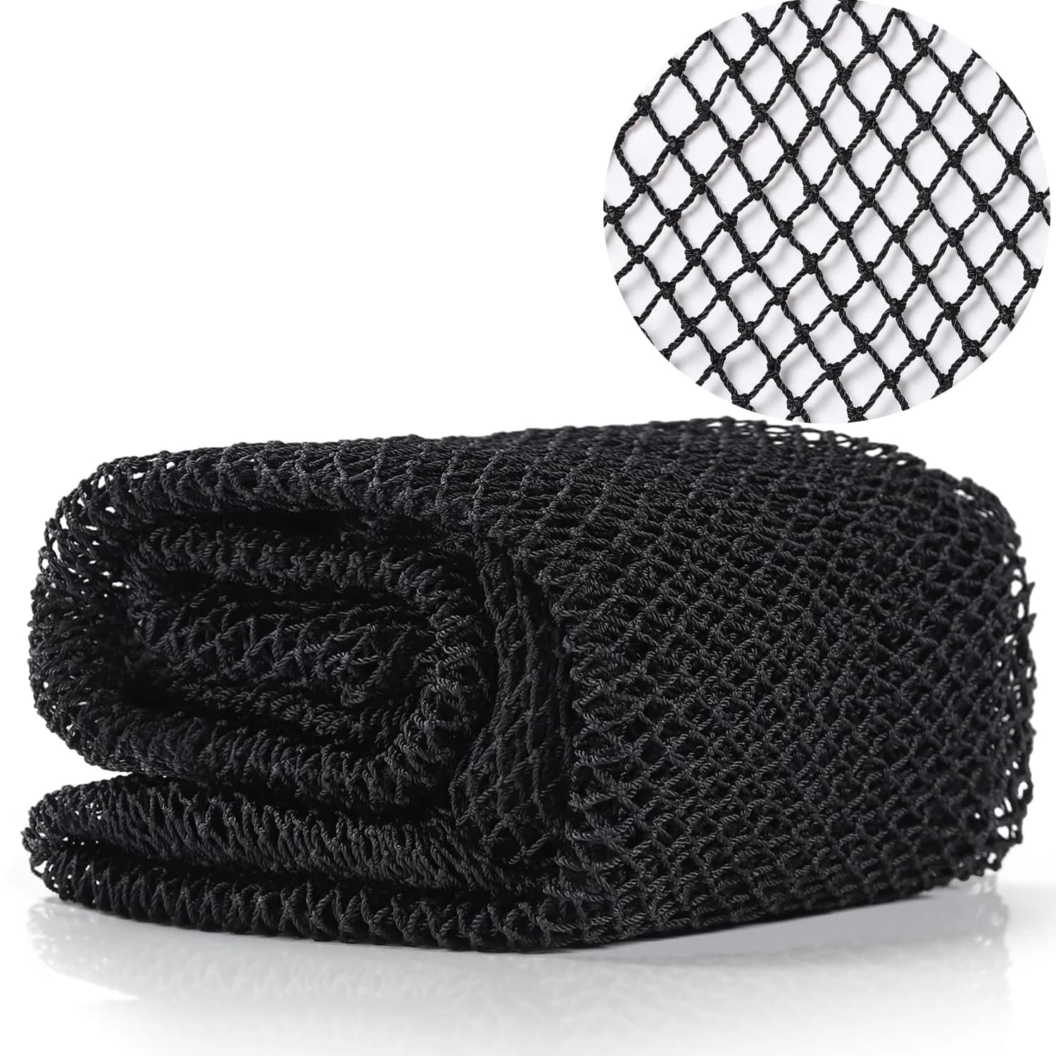 JASSINS African Net Sponge Black | 170cm (66in) Stretched Length | Exfoliating Body Shower Scrubber - main product image