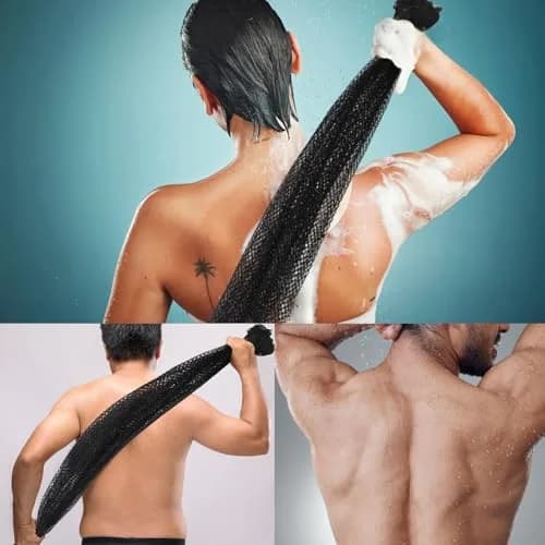 JASSINS African Net Sponge Black | 170cm (66in) Stretched Length | Exfoliating Body Shower Scrubber thumbnail 4