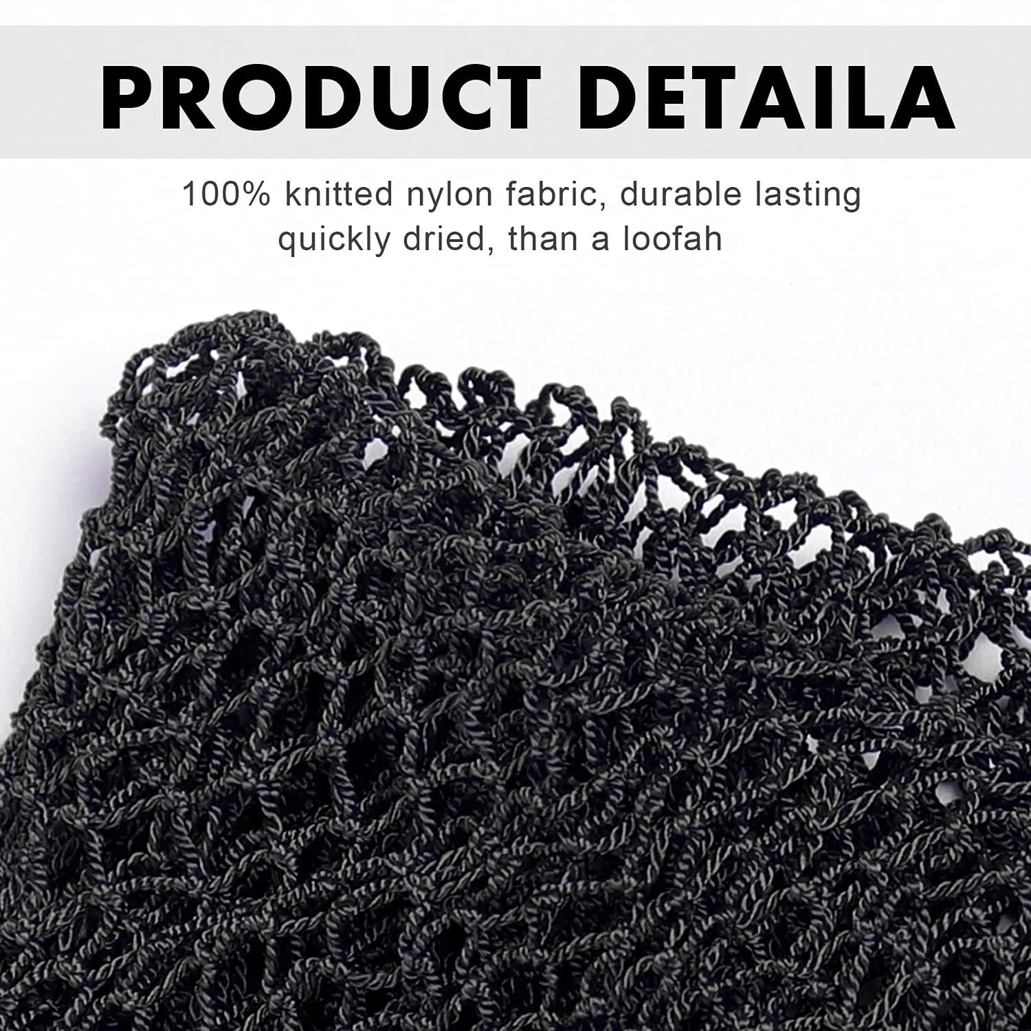 JASSINS African Net Sponge Black | 170cm (66in) Stretched Length | Exfoliating Body Shower Scrubber - view 2