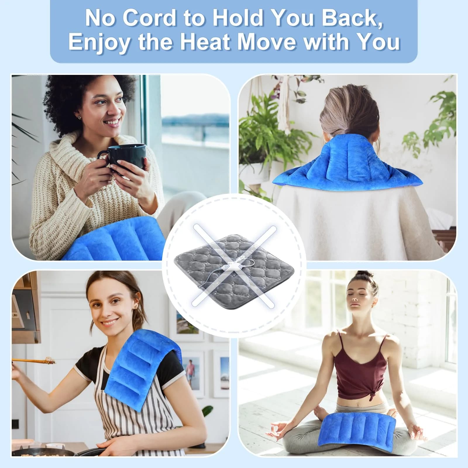 SuzziPad Microwave Heating Pad 7"X16" Blue | Moist Heat for Muscle Fatigue & Tension Relief - view 6