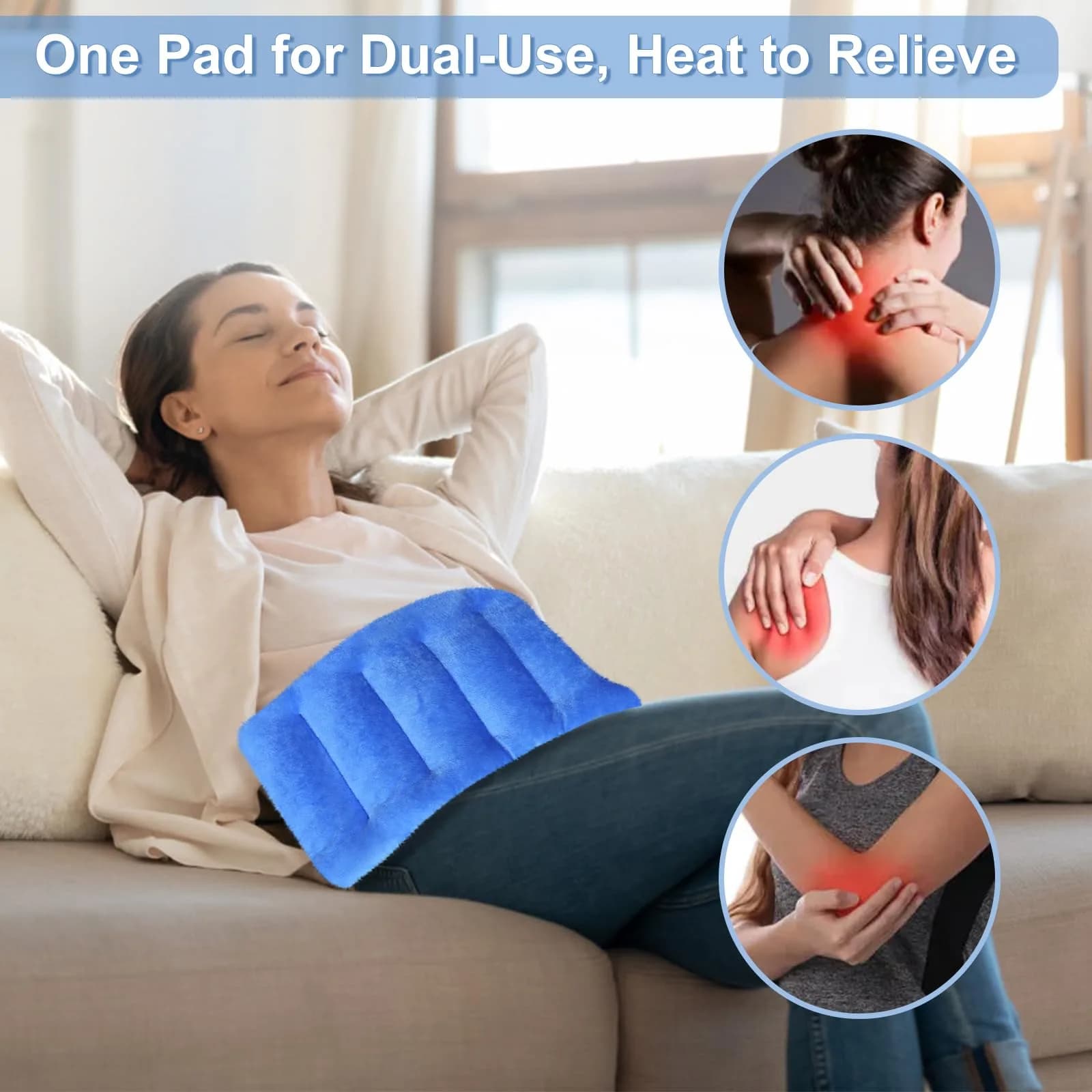 SuzziPad Microwave Heating Pad 7"X16" Blue | Moist Heat for Muscle Fatigue & Tension Relief - view 2