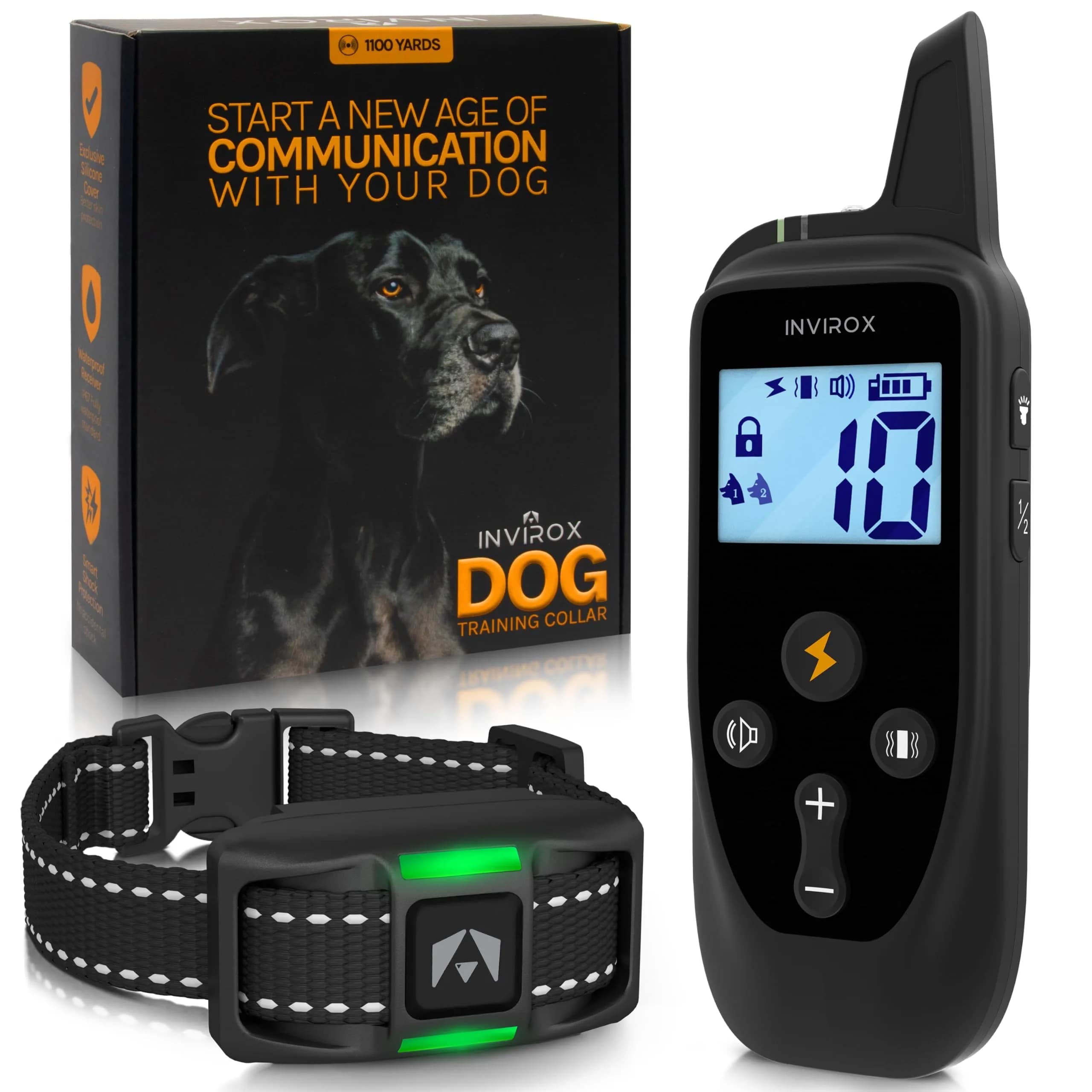 INVIROX Dog Training Collar with Remote, 123 Levels, 1100ft Range, IP67 Waterproof | Professional Dog Training System - main product image