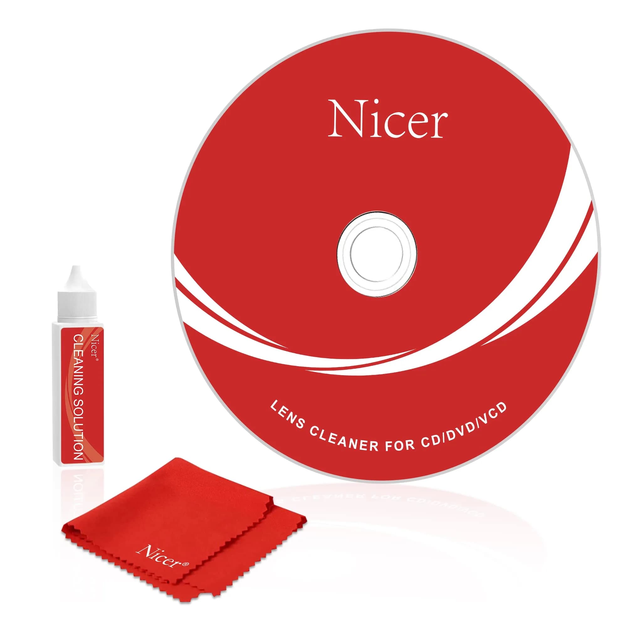 Nicer CD/VCD/DVD Player Cleaner Kit with Double Brush System, 10ml (0.34 Fl Oz) | Restores Playback Quality - main product image