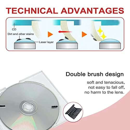 Nicer CD/VCD/DVD Player Cleaner Kit with Double Brush System, 10ml (0.34 Fl Oz) | Restores Playback Quality thumbnail 3
