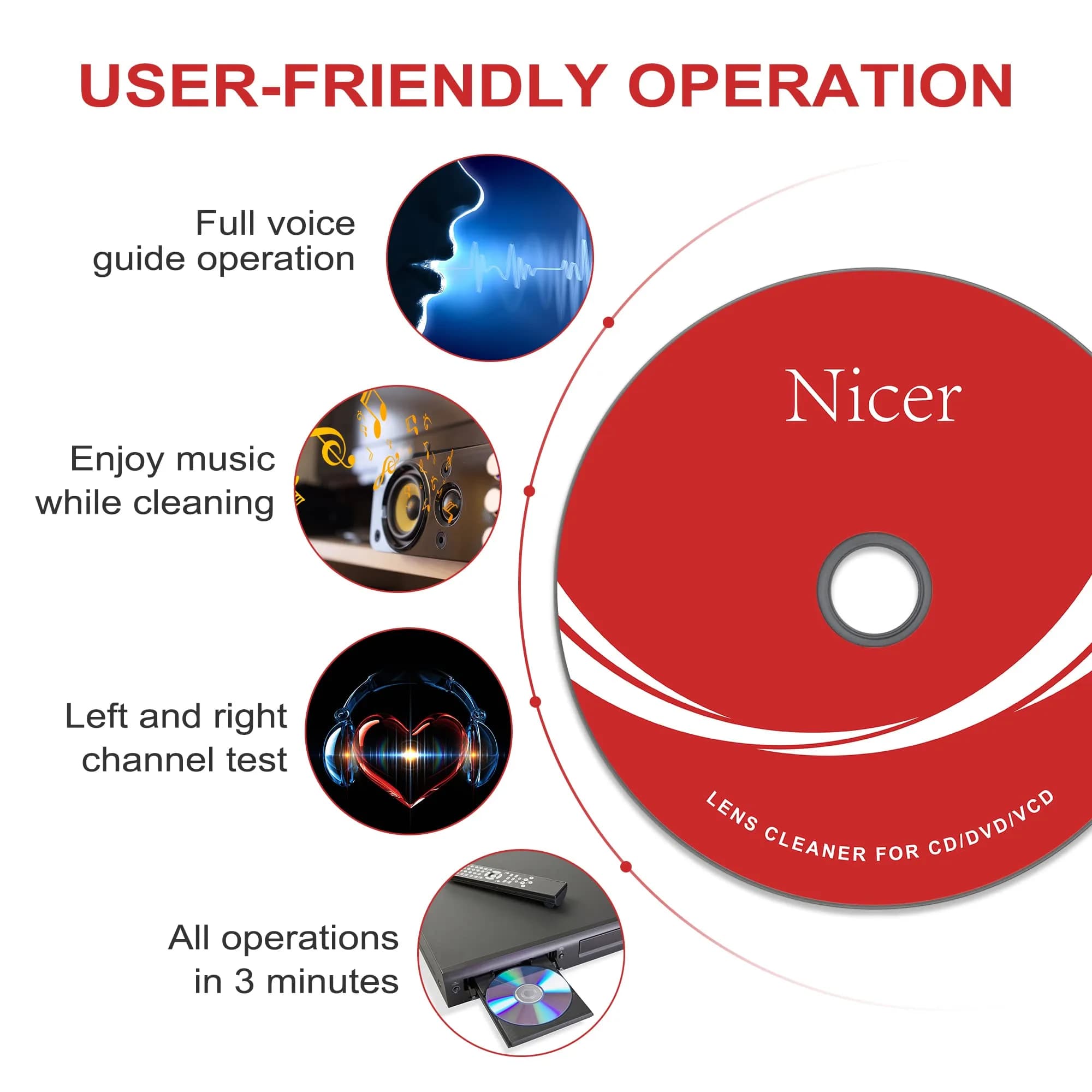Nicer CD/VCD/DVD Player Cleaner Kit with Double Brush System, 10ml (0.34 Fl Oz) | Restores Playback Quality - view 4