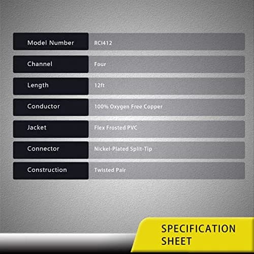 RECOIL RCI412 12ft (3.66m) 4-Channel RCA Audio Cable | Twisted Pair Noise Reduction thumbnail 6
