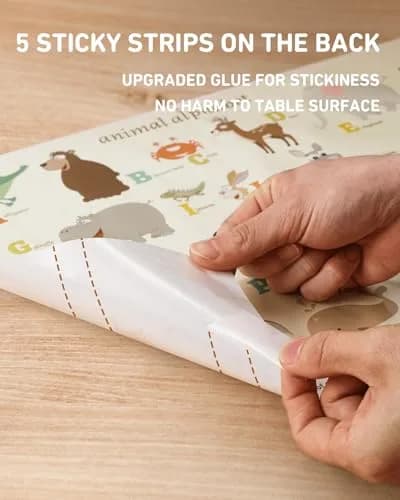 Babebay Disposable Stick-On Placemats for Baby, 40 Pack, Animal Alphabet | Waterproof, Food-Grade Plastic, Vibrant Animal Design thumbnail 4