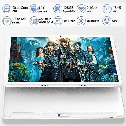 FEONAL 10.1 inch Android Tablet 2024 Octa-Core 64GB Silver | Full HD IPS Display, 8H Battery, Dual Cameras thumbnail 5