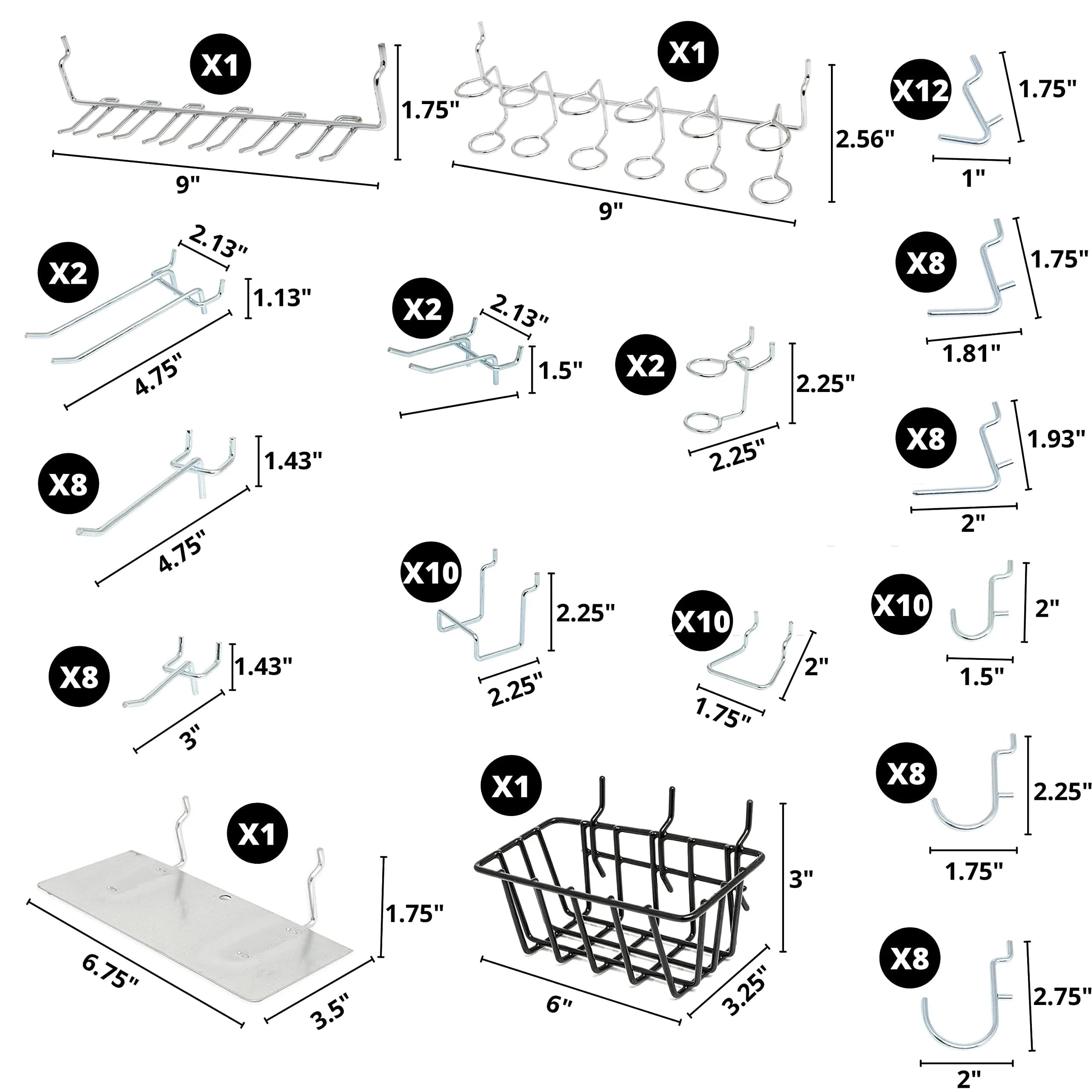 Hiltex 100-Piece Pegboard Hook, Basket & Tray Assortment Set for Tool Organization - view 2