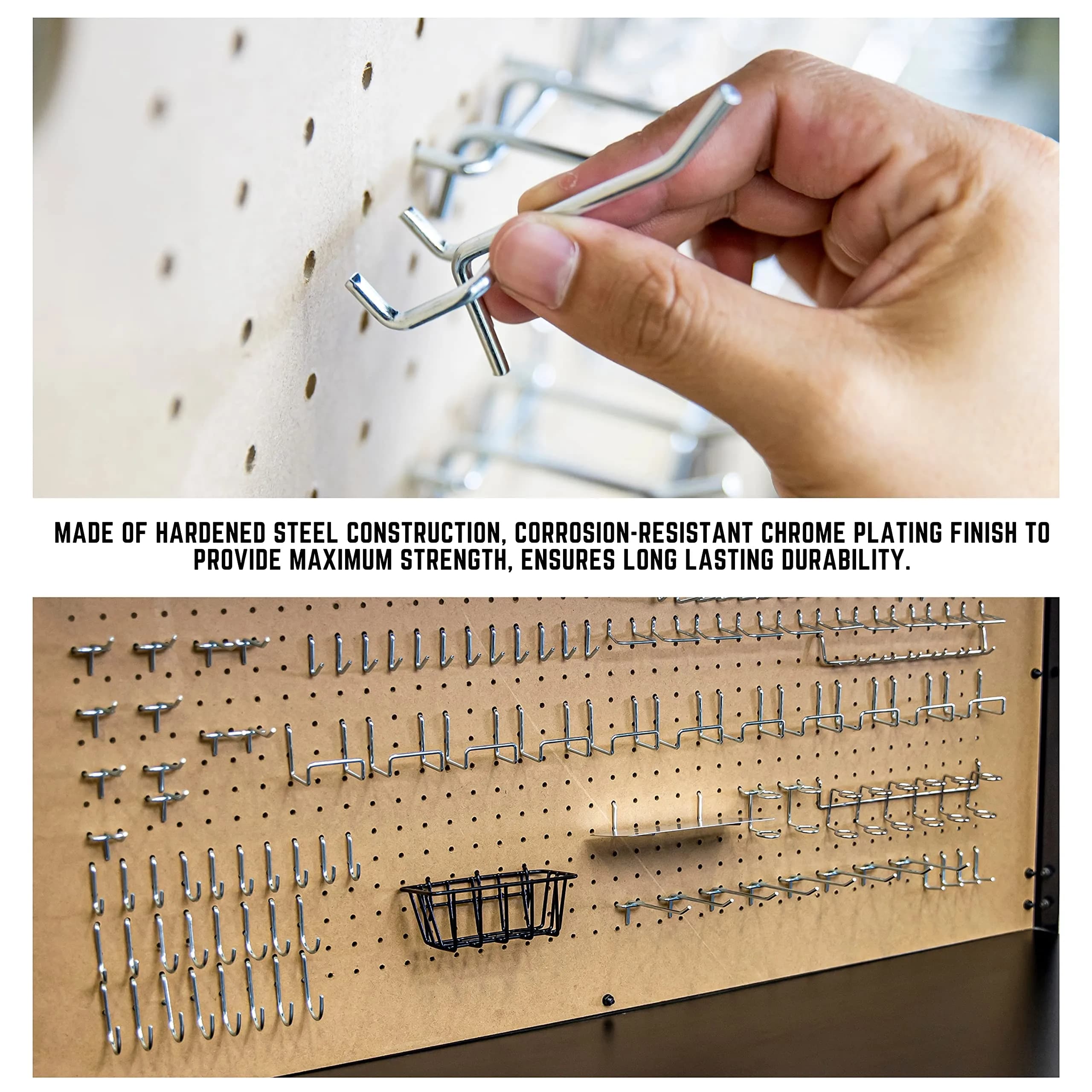Hiltex 100-Piece Pegboard Hook, Basket & Tray Assortment Set for Tool Organization - view 3