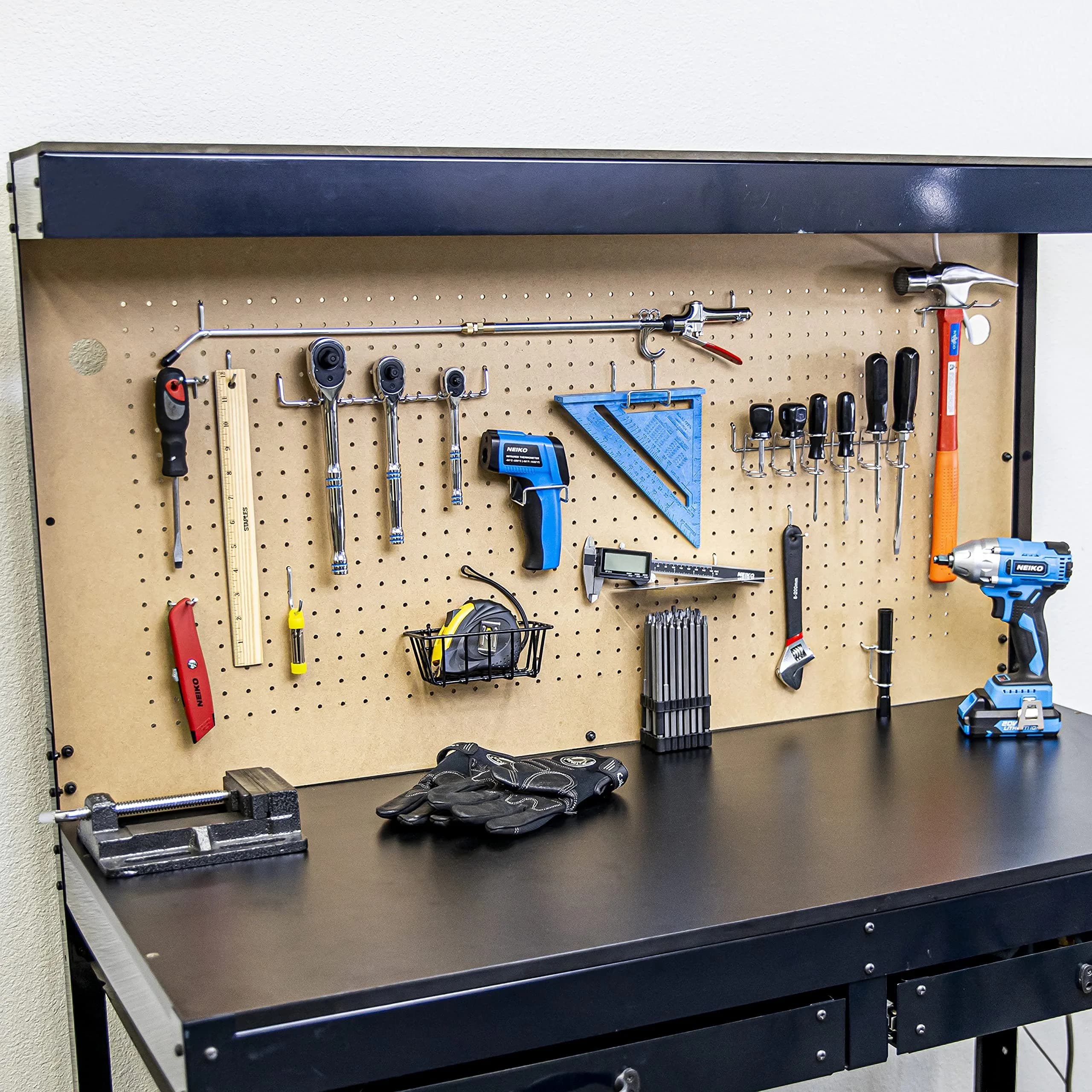 Hiltex 100-Piece Pegboard Hook, Basket & Tray Assortment Set for Tool Organization - view 4