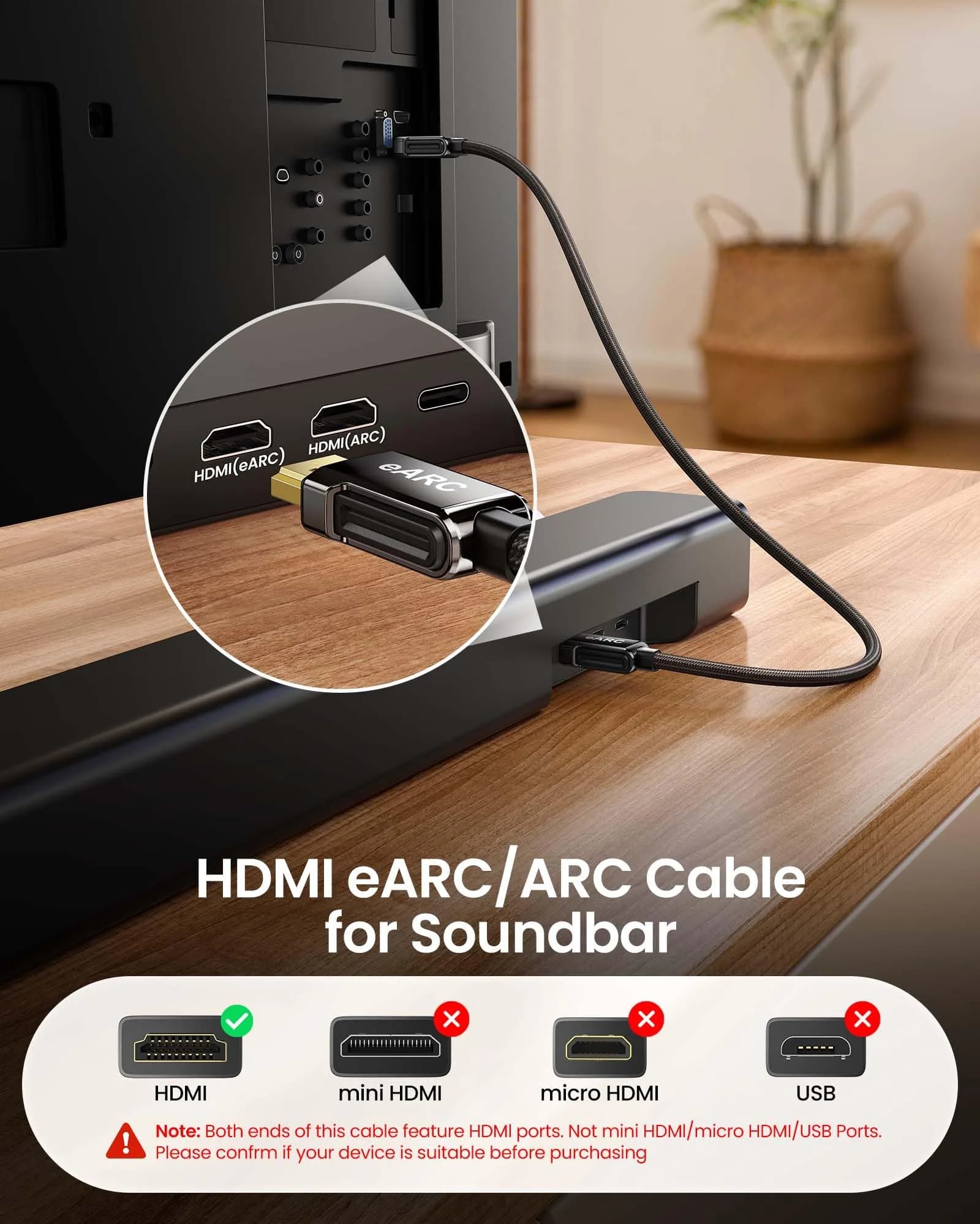 Silkland 8K HDMI 2.1 Cable 1m (3.3ft) | 48Gbps, 4K@120Hz, ARC/eARC for Soundbar - view 2