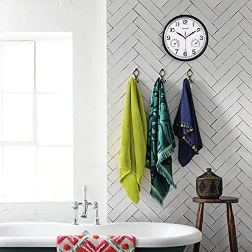Vigorwise 8 Inch White Wall Clock Sweep Silent Wall Clocks with Temperature thumbnail 6