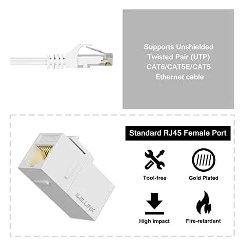 iwillink Cat6 Keystone Coupler 5-Pack, White | Connects Two Ethernet Cables for Stable Gigabit Speeds thumbnail 4