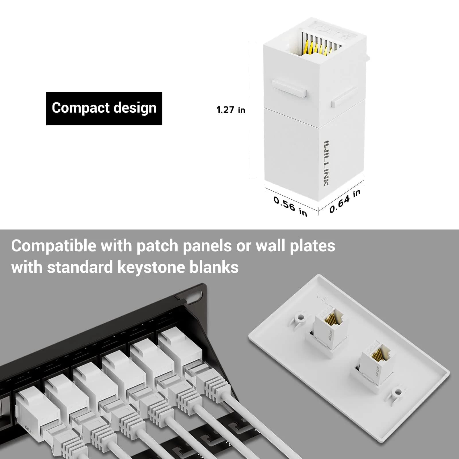 iwillink Cat6 Keystone Coupler 5-Pack, White | Connects Two Ethernet Cables for Stable Gigabit Speeds - view 6