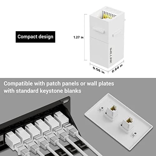 iwillink Cat6 Keystone Coupler 5-Pack, White | Connects Two Ethernet Cables for Stable Gigabit Speeds thumbnail 6