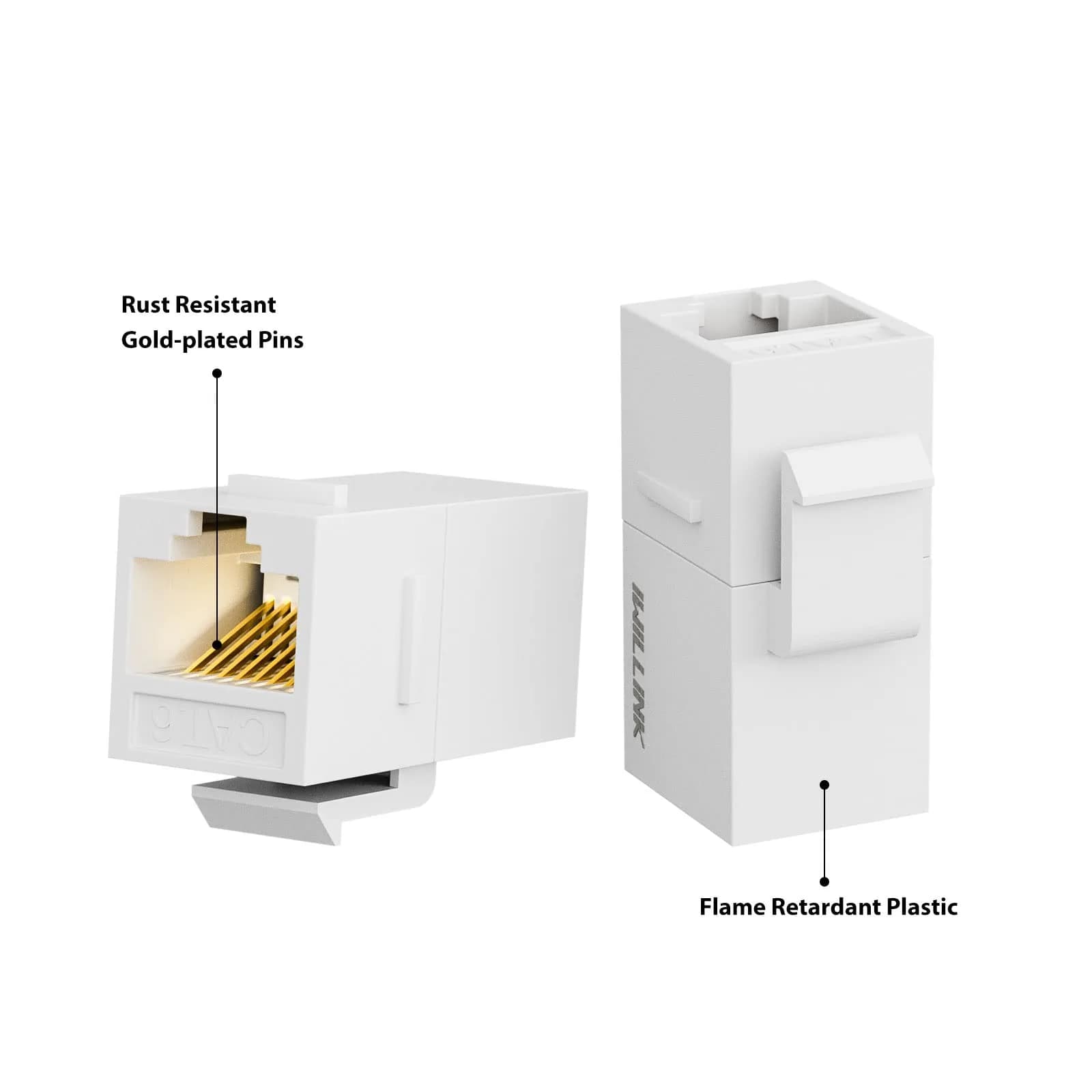 iwillink Cat6 Keystone Coupler 5-Pack, White | Connects Two Ethernet Cables for Stable Gigabit Speeds - view 8