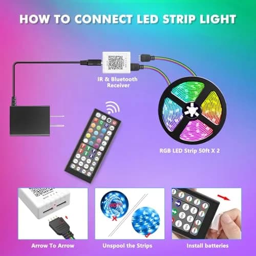 Nexillumi 100ft LED Strip Lights | Music Sync Color Changing Smart Lights with App Control & Remote thumbnail 5