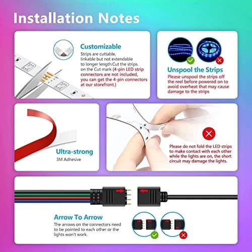 Nexillumi 100ft LED Strip Lights | Music Sync Color Changing Smart Lights with App Control & Remote thumbnail 6