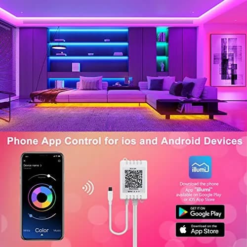 Nexillumi 100ft LED Strip Lights | Music Sync Color Changing Smart Lights with App Control & Remote thumbnail 2