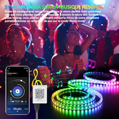 Nexillumi 100ft LED Strip Lights | Music Sync Color Changing Smart Lights with App Control & Remote thumbnail 3