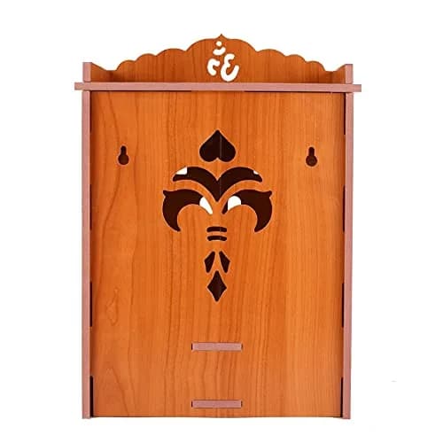 CrazyInk Handmade Wooden Home Temple with Doors & Storage Box | Red, 43cm x 28cm x 19cm thumbnail 4