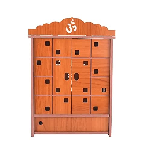 CrazyInk Handmade Wooden Home Temple with Doors & Storage Box | Red, 43cm x 28cm x 19cm thumbnail 6