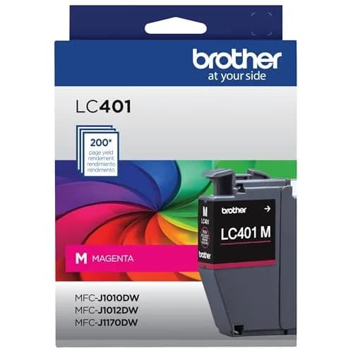 Brother Genuine LC401M Standard Yield Magenta Ink Cartridge | Fade-Resistant Inkjet Ink for Students - main product image