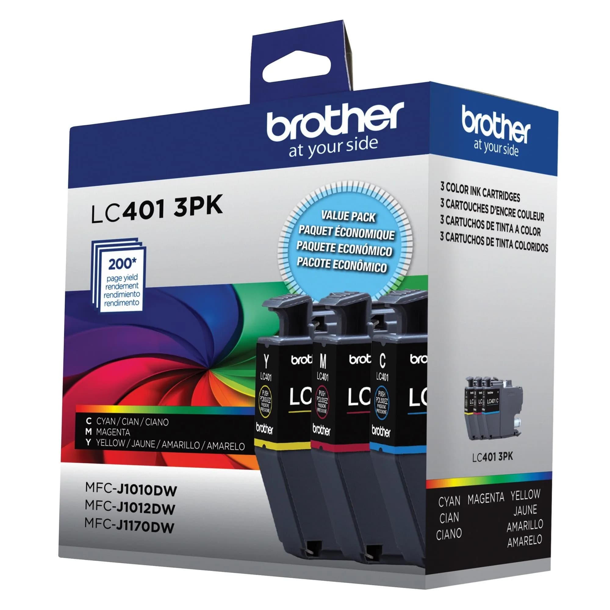 Brother Genuine LC401 Standard Yield Color Ink Cartridges | 3-Pack Cyan, Magenta, Yellow (200 Pages Each) - view 5