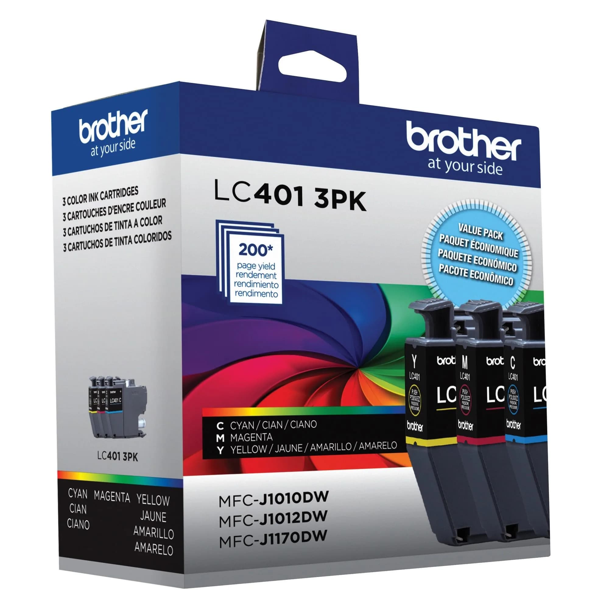 Brother Genuine LC401 Standard Yield Color Ink Cartridges | 3-Pack Cyan, Magenta, Yellow (200 Pages Each) - view 6