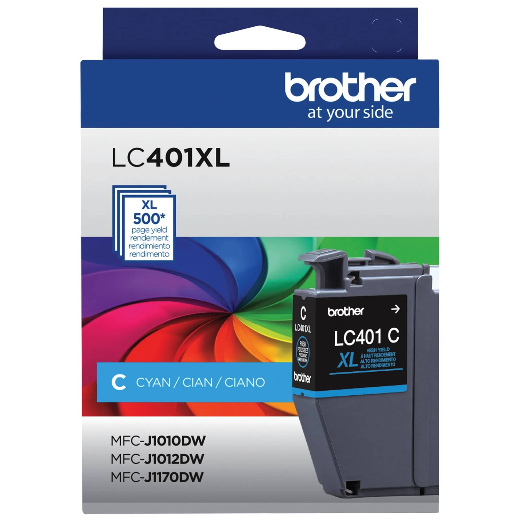 Brother Genuine High Yield Cyan Ink Cartridge LC401XLC | 500 Pages thumbnail 1