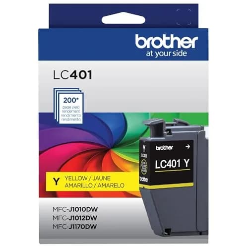 Brother Genuine LC401Y Standard-Yield Yellow Ink Cartridge | Vivid Colors (80c) - main product image