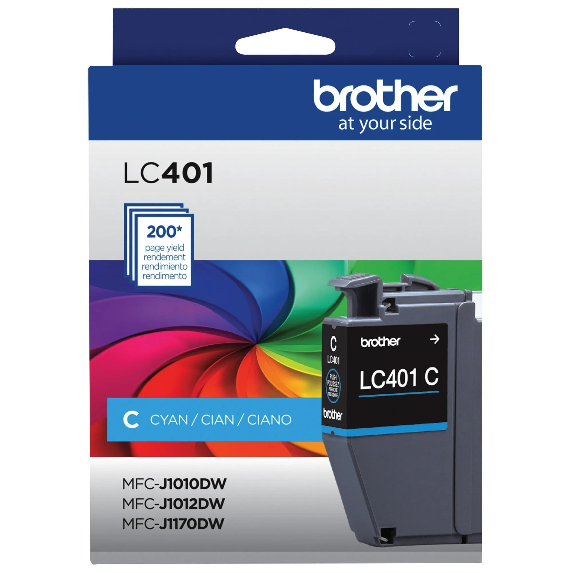 Brother Genuine LC401C Standard Yield Cyan Ink Cartridge (Pack of 1) | Brother Inkjet Ink Cartridges for Students - main product image