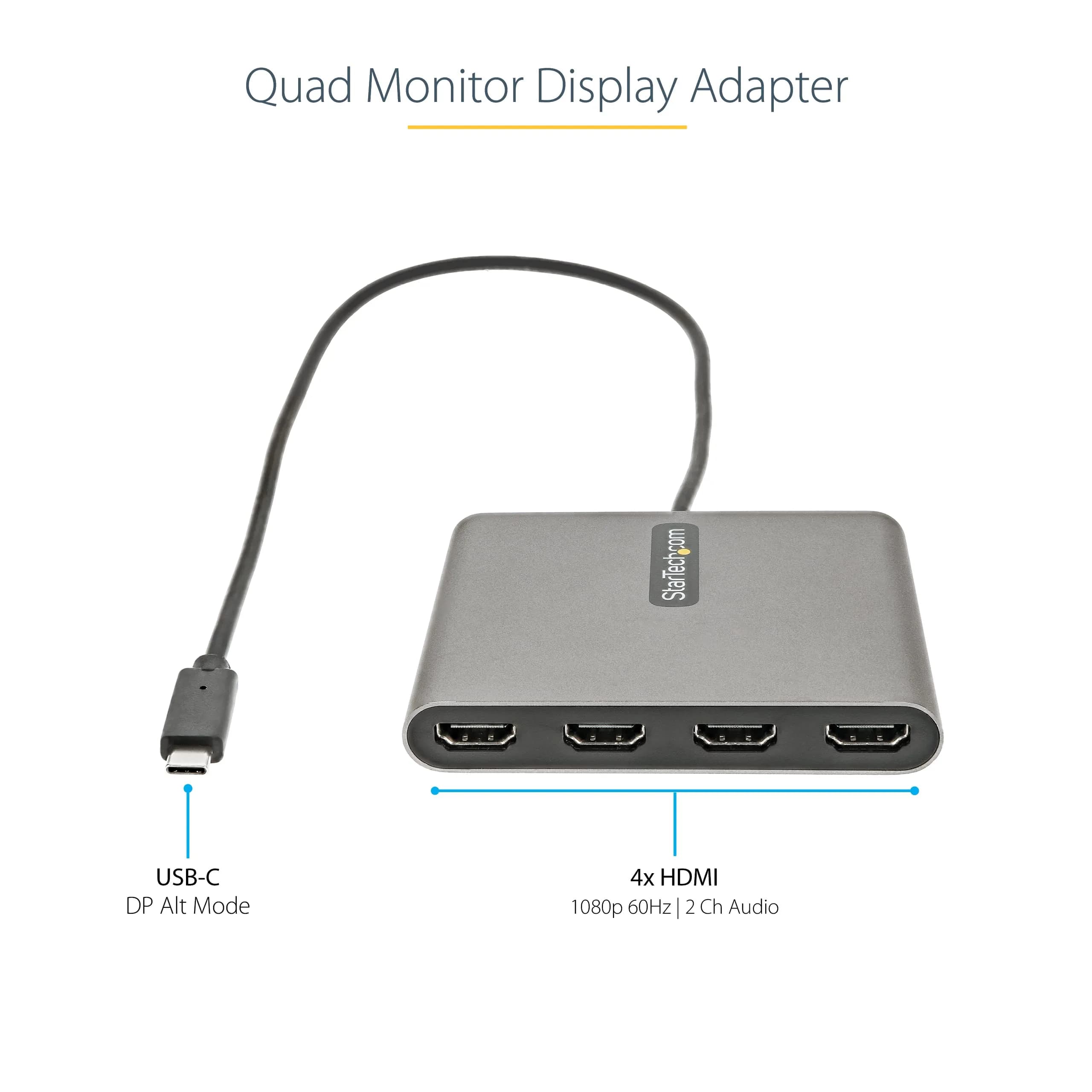 StarTech.com USB-C to 4-HDMI Adapter 50cm | 4x 1080p 60Hz, Windows Only, USB Powered - view 2