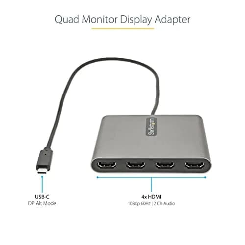 StarTech.com USB-C to 4-HDMI Adapter 50cm | 4x 1080p 60Hz, Windows Only, USB Powered thumbnail 2