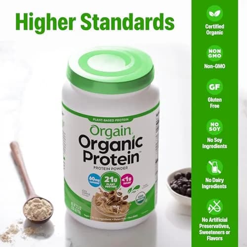 Orgain Organic Vegan 21g Protein Powder Iced Coffee 2.03 lb (920 g) | USDA Organic Plant-Based Protein with Caffeine thumbnail 4