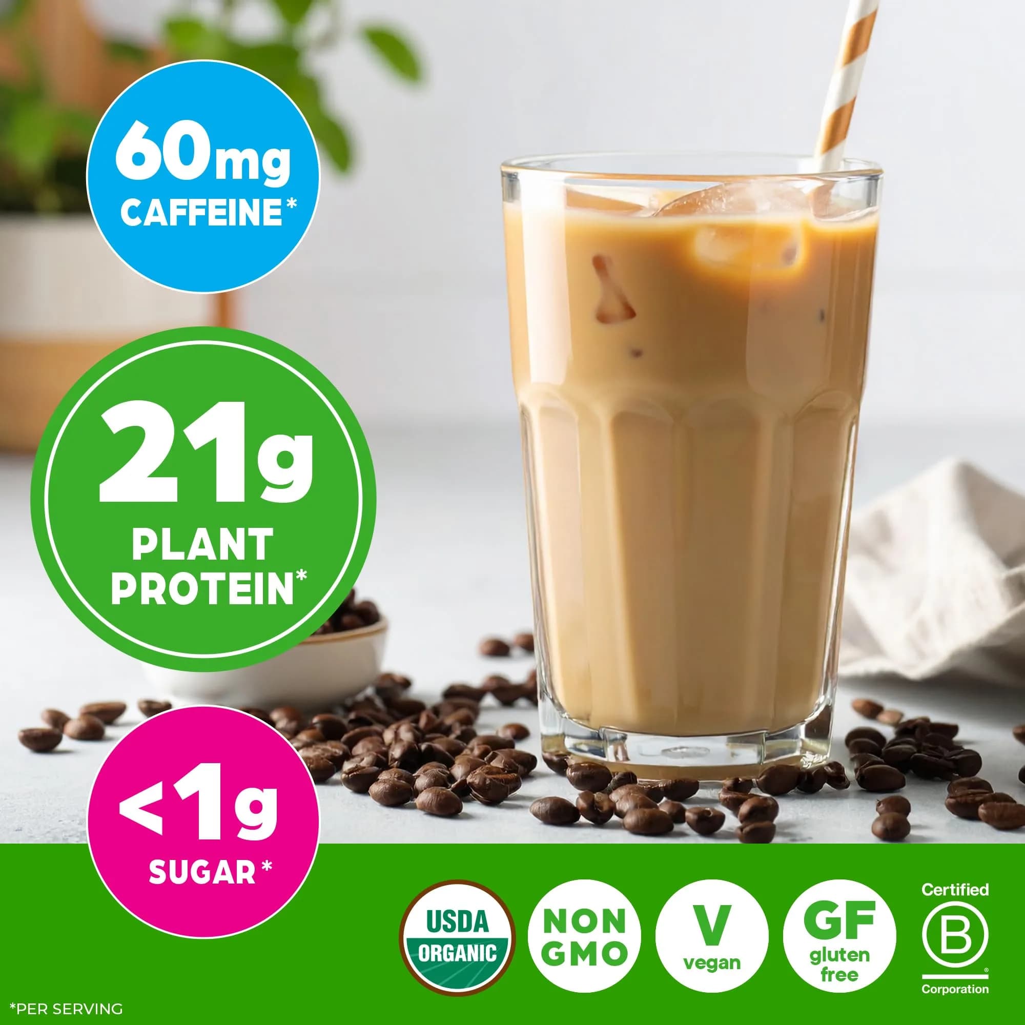 Orgain Organic Vegan Protein Powder, Iced Coffee Flavour, 2.03 lb - Delicious Plant-Based Nutrition - view 6