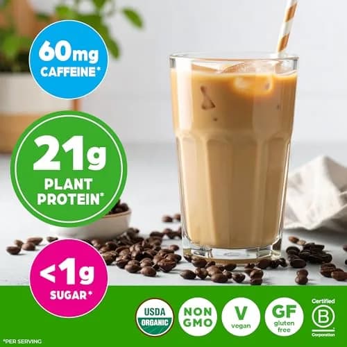 Orgain Organic Vegan 21g Protein Powder Iced Coffee 2.03 lb (920 g) | USDA Organic Plant-Based Protein with Caffeine thumbnail 6