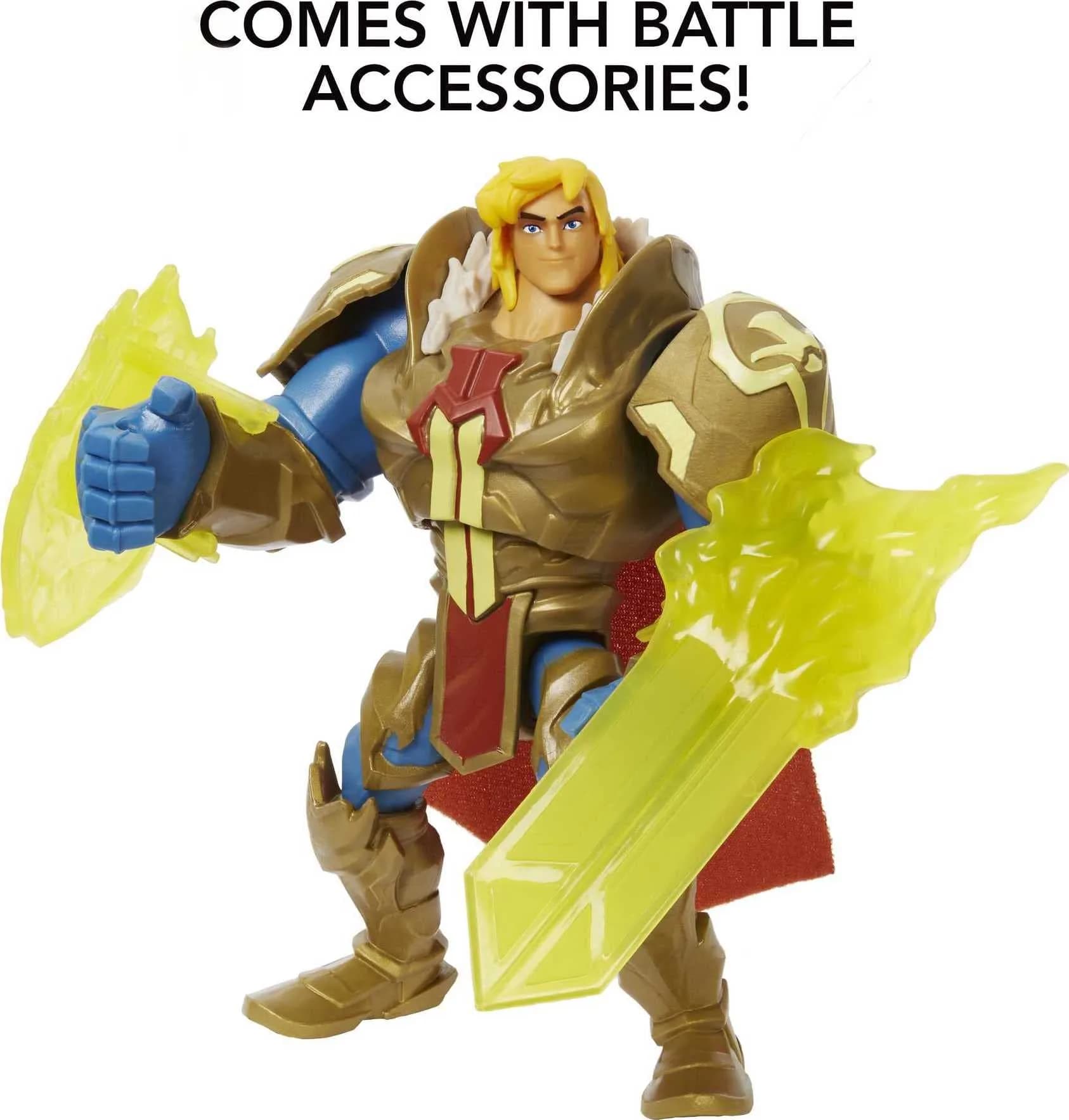 Masters of the Universe He-Man Action Figure in Grayskull Armor with Power Attack Move & 2 Accessories | 13.9 cm (5.5 in) Tall - view 3