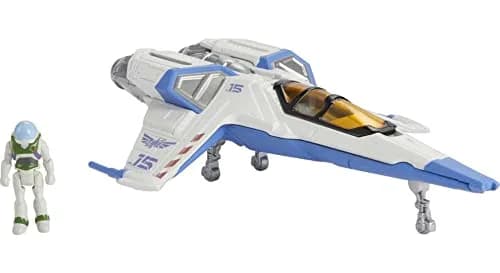 Mattel Disney Pixar Lightyear Hyperspeed Series Buzz Lightyear & XL-15 Spaceship Toy Set | Ages 4+ | 15.24cm (6in) Vehicle thumbnail 1