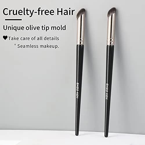 ENZO KEN Angled Concealer Brush Under Eye | Small Nose Contour Brush, Black, 8M01 thumbnail 3