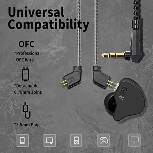 YINYOO CCZ Melody Wired In-Ear Gaming Earbuds with Mic | 1.2m Detachable Cable, 16 Ohm Impedance thumbnail 4