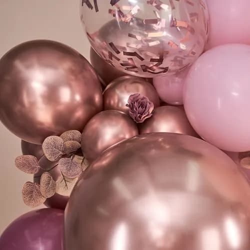 PartyWoo Rose Gold Pink Metallic Latex Balloon Arch Kit 140pcs | Assorted Colors for Party Planners thumbnail 4
