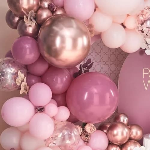 PartyWoo Rose Gold Pink Metallic Latex Balloon Arch Kit 140pcs | Assorted Colors for Party Planners thumbnail 3