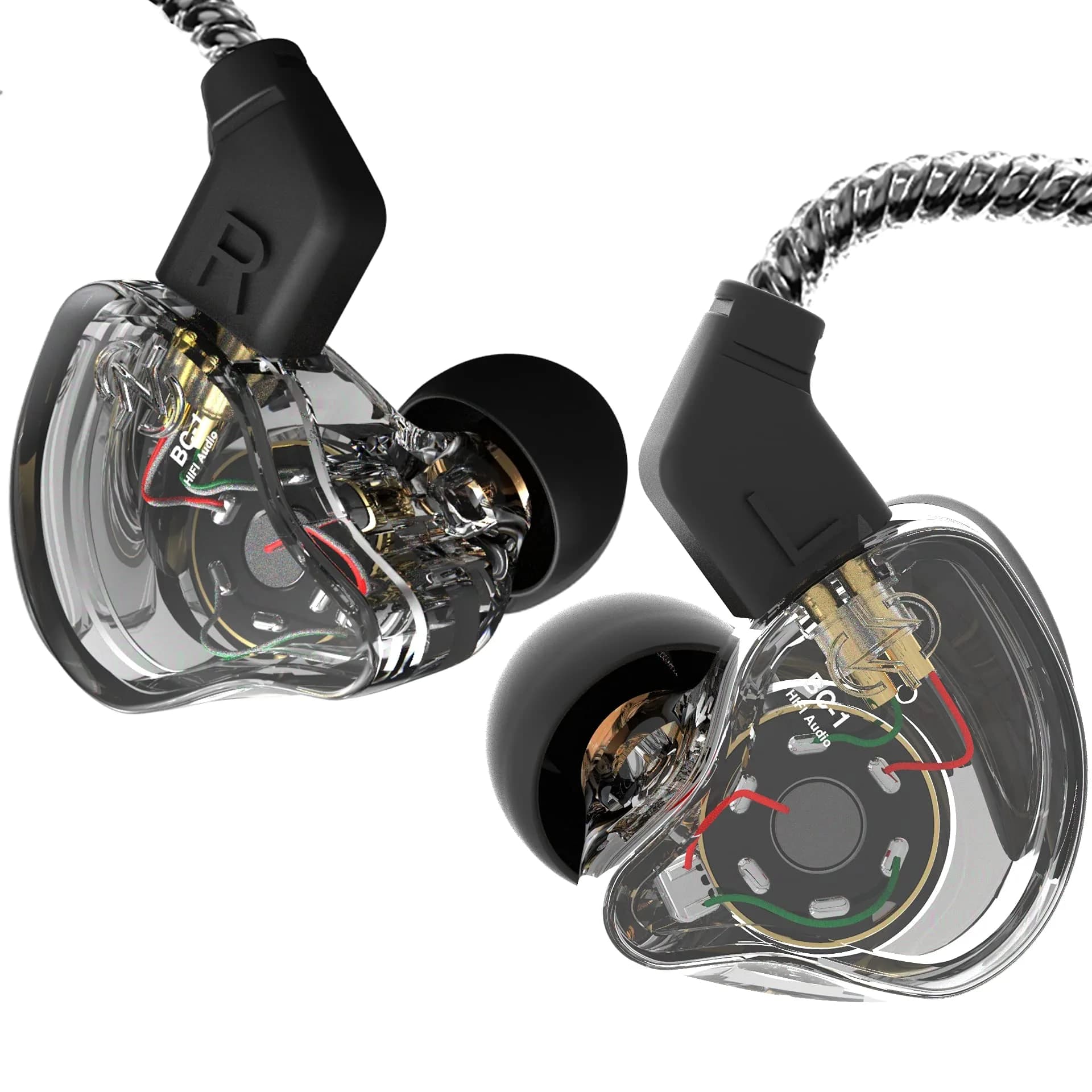 YINYOO Melody Wired In-Ear Monitors 16Ω | Clear Black, 1.2m OFC Cable - main product image