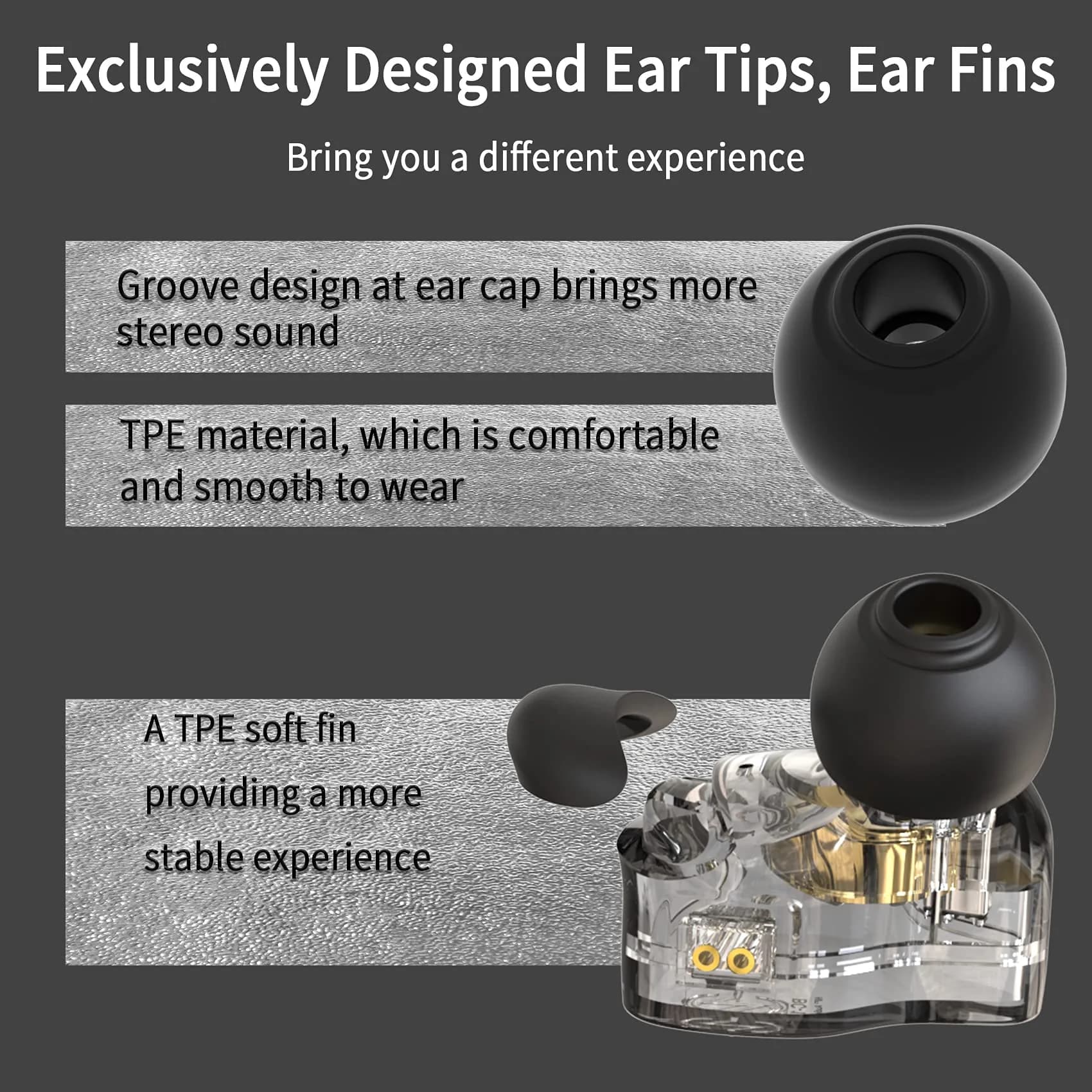 YINYOO Melody Wired In-Ear Monitors 16Ω | Clear Black, 1.2m OFC Cable - view 2