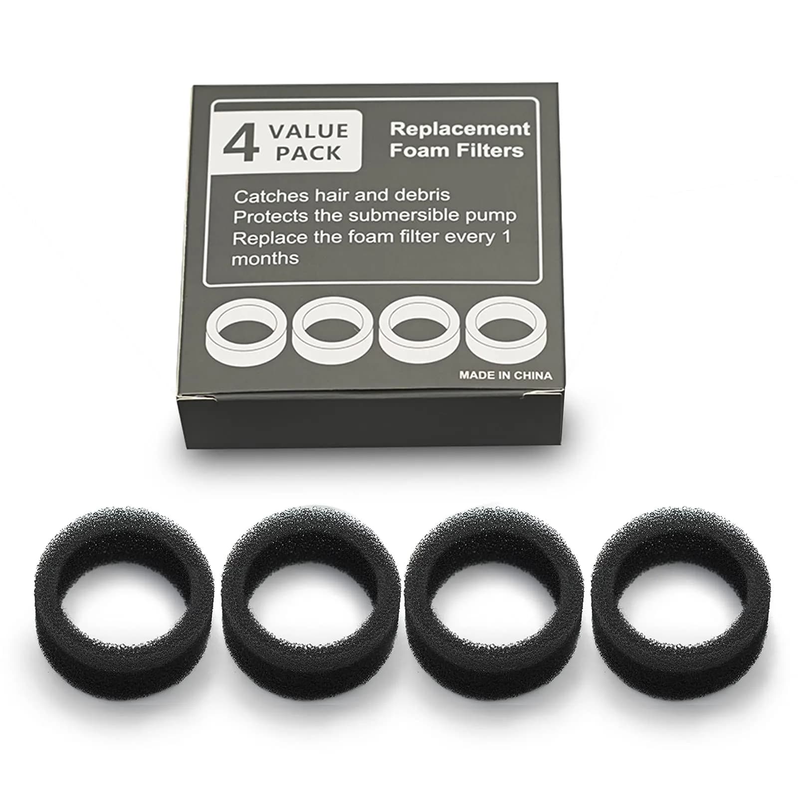 OYES Cat Water Fountain Filters & Sponges | 4 Pack, 2L Capacity - main product image