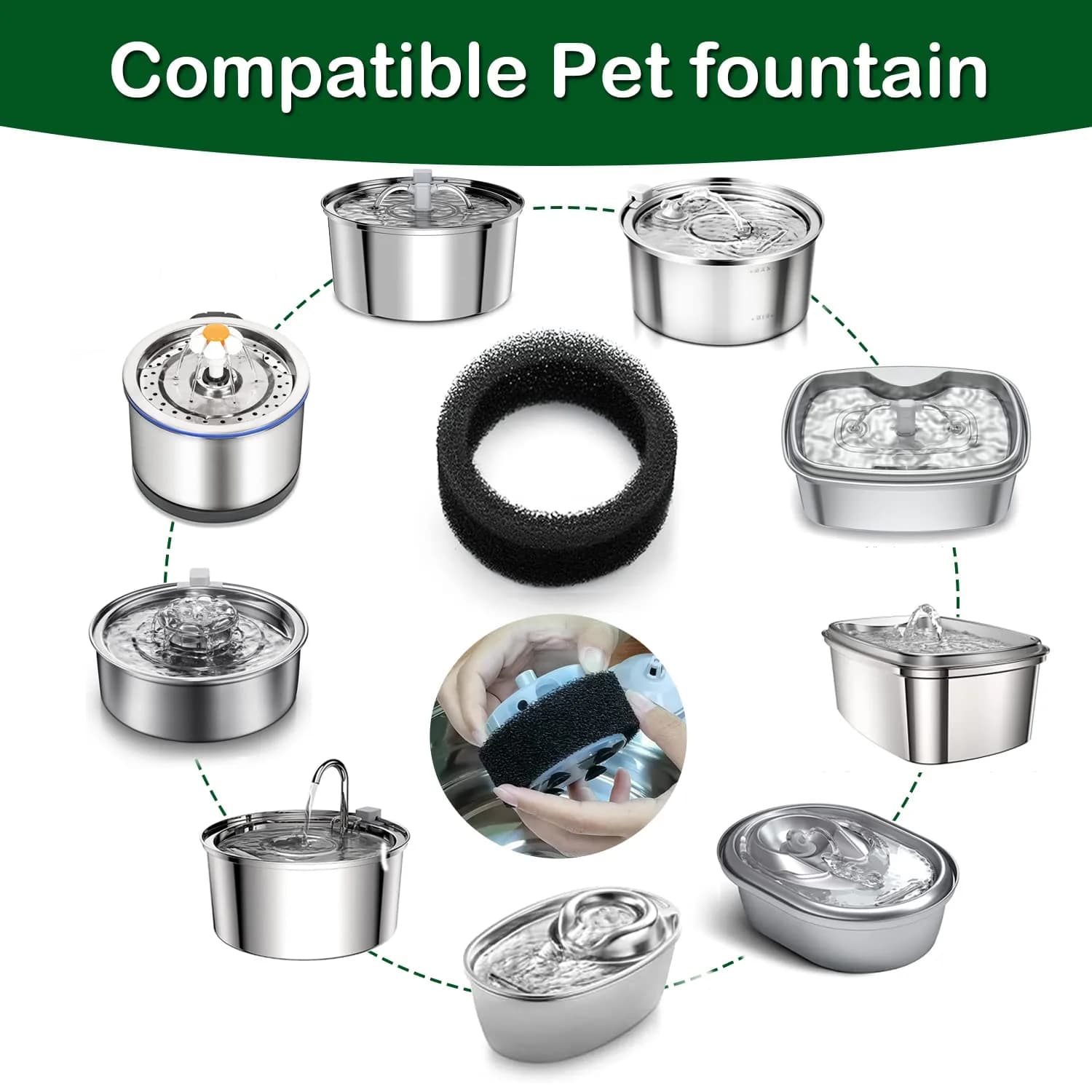 OYES Cat Water Fountain Filters & Sponges | 4 Pack, 2L Capacity - view 2